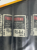 Bussmann Fusetron FRS-R-6 Dual Element Time Delay 6 Amp Fuses.  Lot of (5)-2