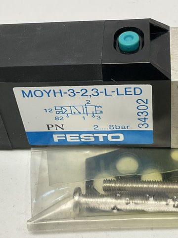 Festo MOYH-3-2,3-L-LED 24VDC Solenoid Valve 34302 with Hardware and Gasket - 0