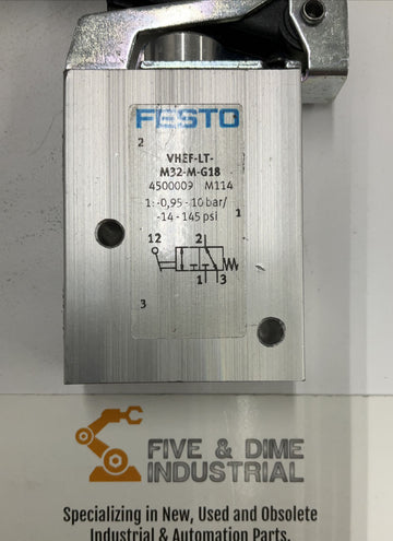 Festo VHEF-LT-M32-M-G18  Finger Lever Valve 4500009 14-145 Psi - 0