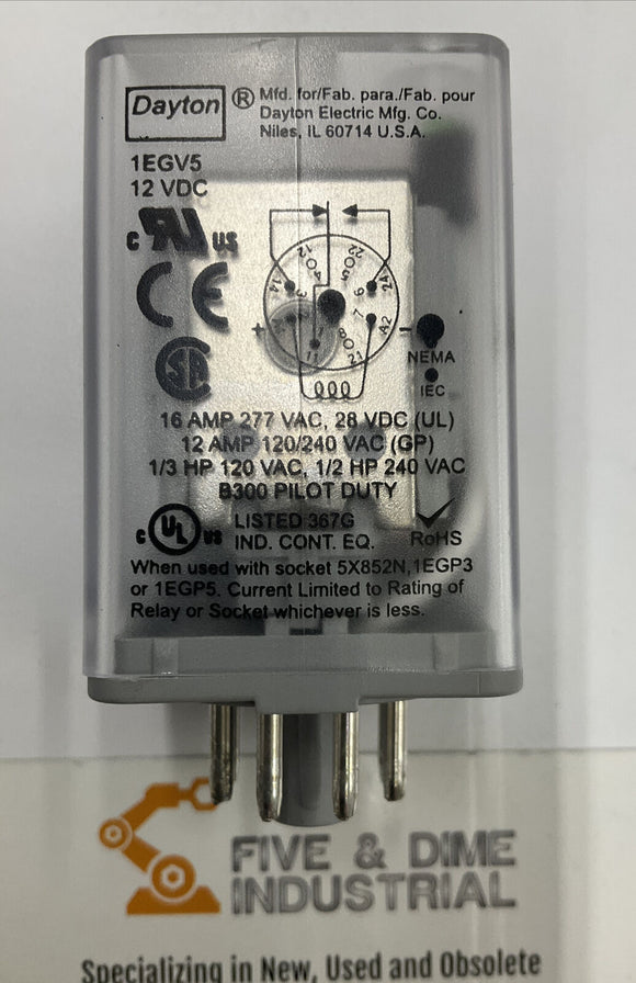Dayton 1EGV5 Relay 12VDC Coil