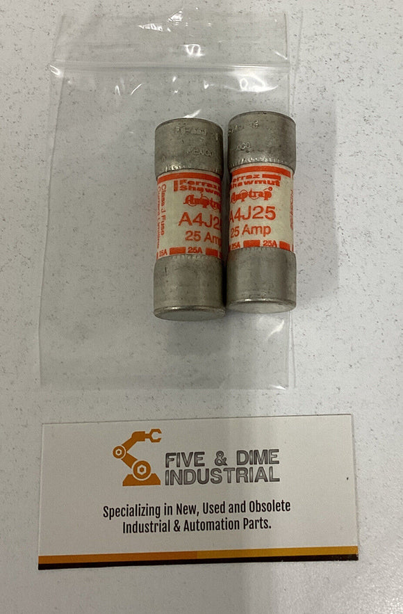 Ferraz Shawmut Lot of (2)  A4J25  25 Amp  Class J Fuses