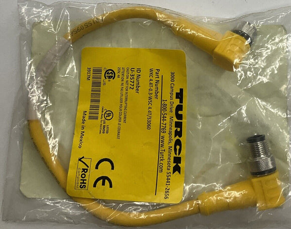 Turck WKC4.4T-O.3-WSC4.4T/S3060 Cable U-35772 90 Deg. 0.3M