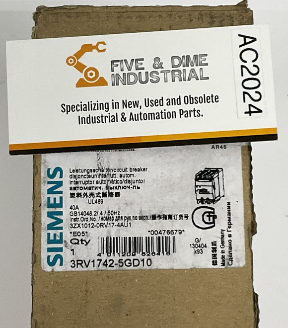 Siemens 3RV1742-5GD10 Motor Protector Circuit Breaker 40A