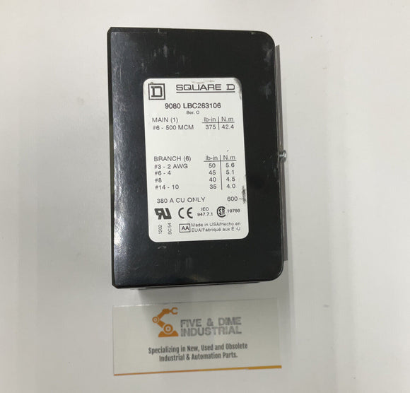 Square D 9080 LBC263106 Power Distribution Block  with Guard 380A 600V