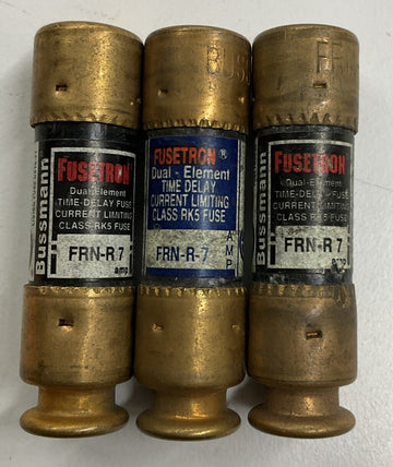 Bussmann Fusetron FRN-R-7 Lot of 3  Dual Element Time Delay Fuses