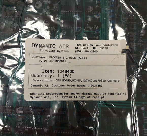 Dynamic Air MX445 CPU Board 120VAC w/ Fused Outputs 1048400