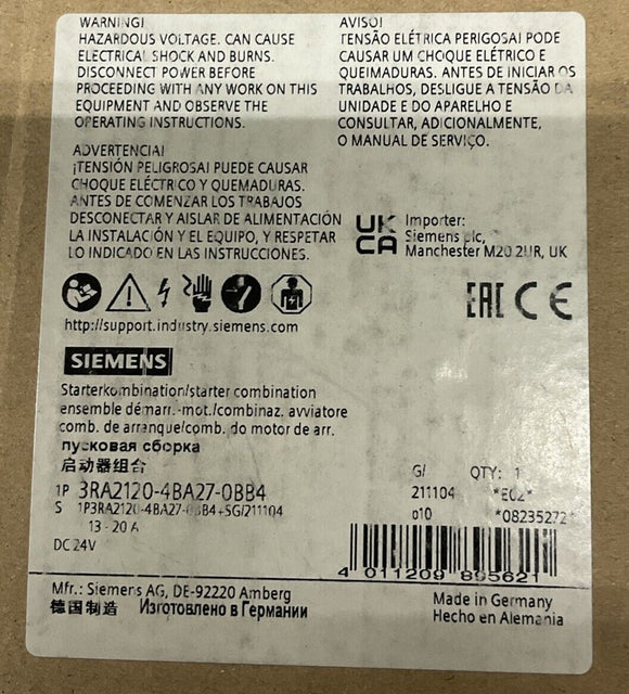 Siemens 3RA2120-4BA27-0BB4 Starter Combination Load  Feeder 13-20A