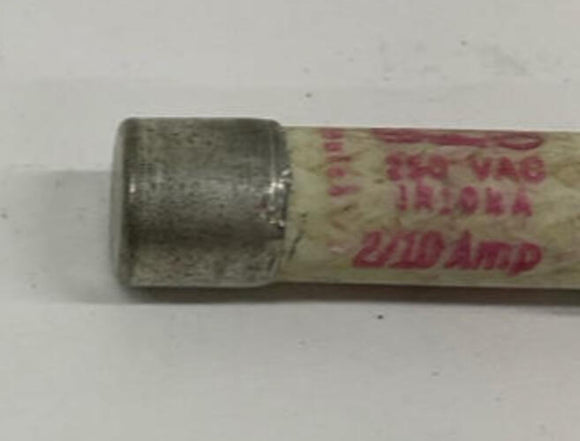 Gould Shawmut TRM-2/10 Lot of 3 Tri-Onic Time Delay Fuses 2/10 Amp, 250 VAC