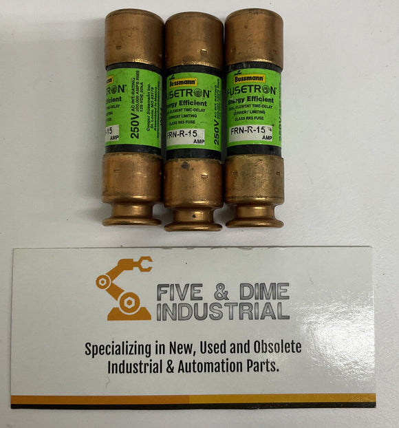Bussmann Fusetron FRN-R-15 Lot of 3 15 Amp Fuses