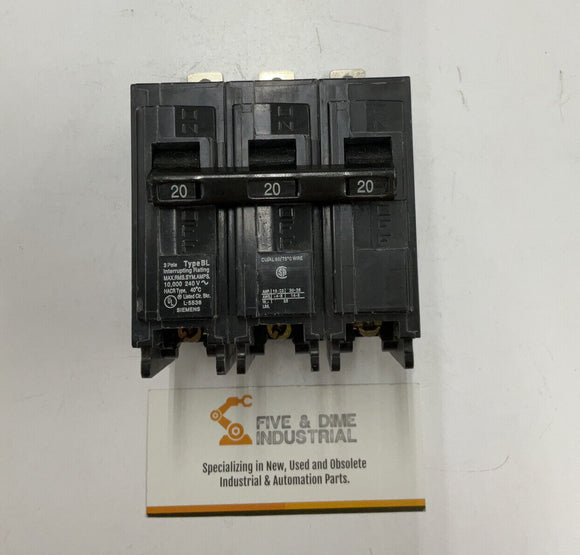 Siemens B320 Molded Circuit Breaker 3-Pole 240VAC 20 Amp