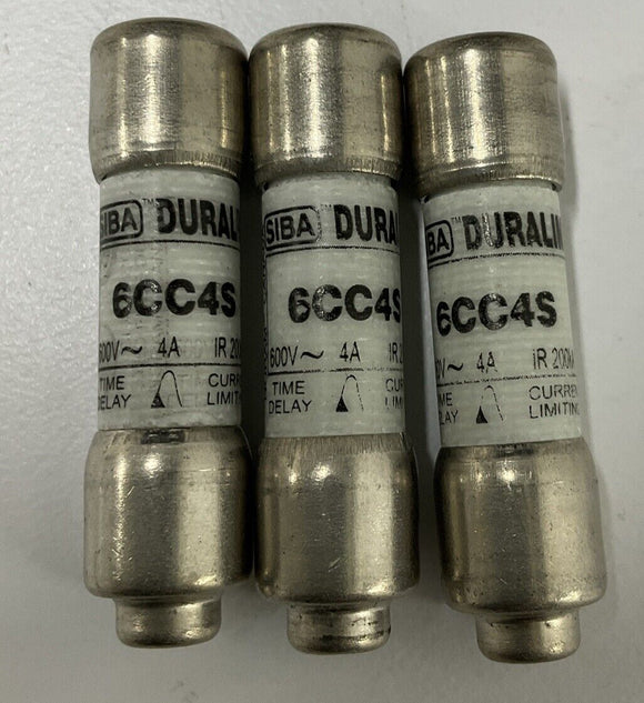 Siba 6CC4S 600V 4 Amp Duralim Fuses Box of 3