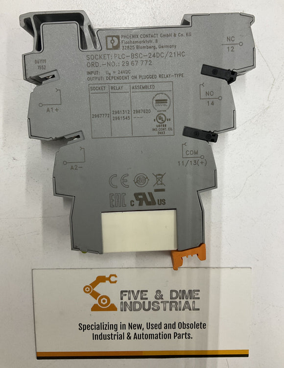 Phoenix Contact 29-61-312 Relay w/ 25-67-772 Din Socket