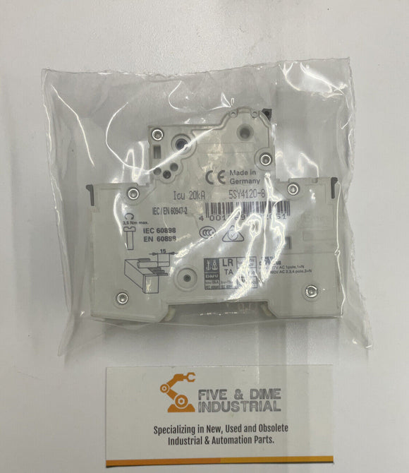 Siemens 5SY4120-8 Circuit Breaker w/ 5ST3010 20A Auxiliary Circuit Switch