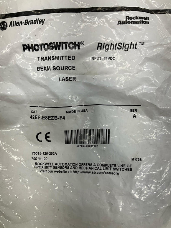 Allen Bradley 42EF-E8EZB-F4 Laser Transmitted Beam Sensor 24 VSC