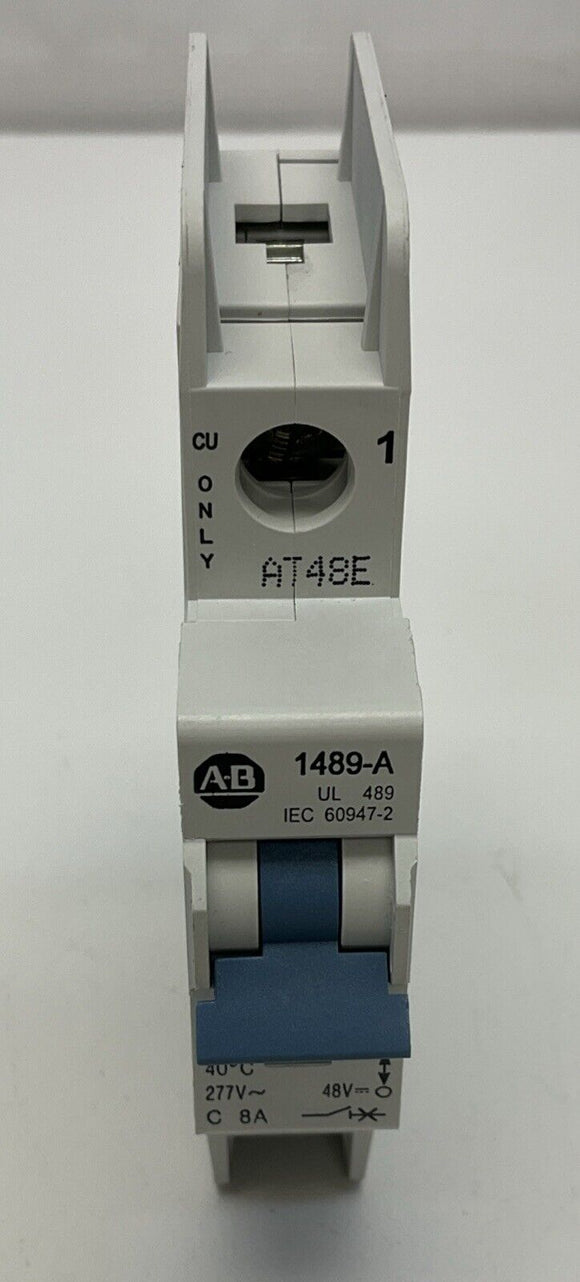 Allen Bradley  1489-A1C080  8 Amp Circuit Breaker 1 pole 277 VAC 48 VDC
