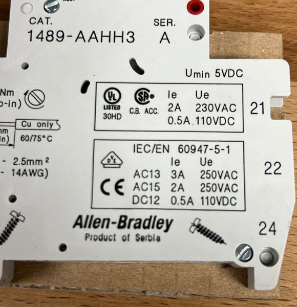 Allen Bradley 1489-AAHH3 Series A Auxiliary Switch
