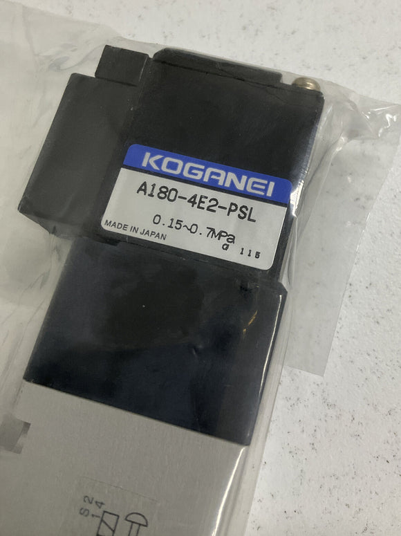 Koganei A180-4E2-PSL Dual Solenoid Pneumatic Valve 180-264 Vac Coil