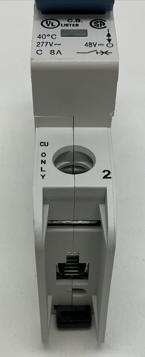 Allen Bradley  1489-A1C080  8 Amp Circuit Breaker 1 pole 277 VAC 48 VDC