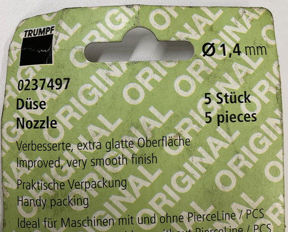 Trumpf 0237497 Package of 5  1.4 mm Laxer Nozzle