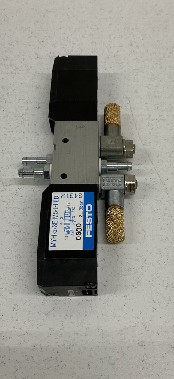 Festo  MYH -5/3E-MS-L-LED 24 VDC  Solenoid Valve  2-8 Bar