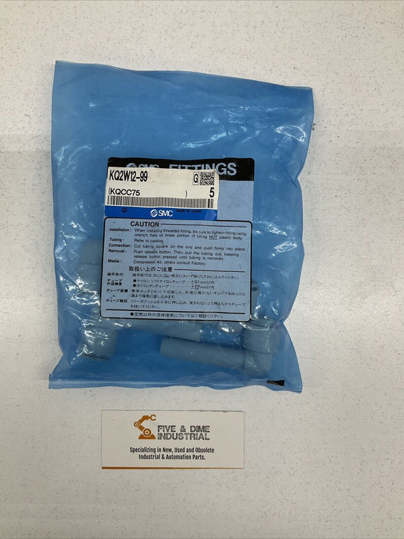 SMC KQ2W12-99A Lot of 5 Extended Plug-In Elbow Fitting