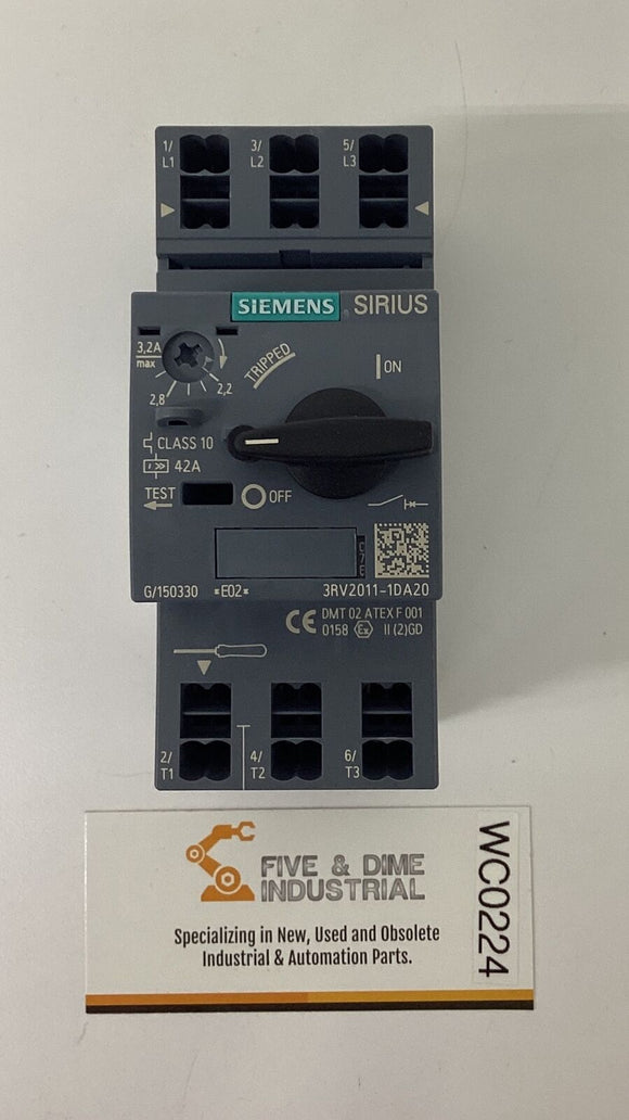Siemens 3RV2011-1DA20 Motor Protector  2.2-3.2A
