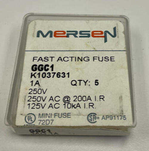 Mersen GGC1  1-Amp Fast Acting Fuses 125/250 VAC 5-Pack