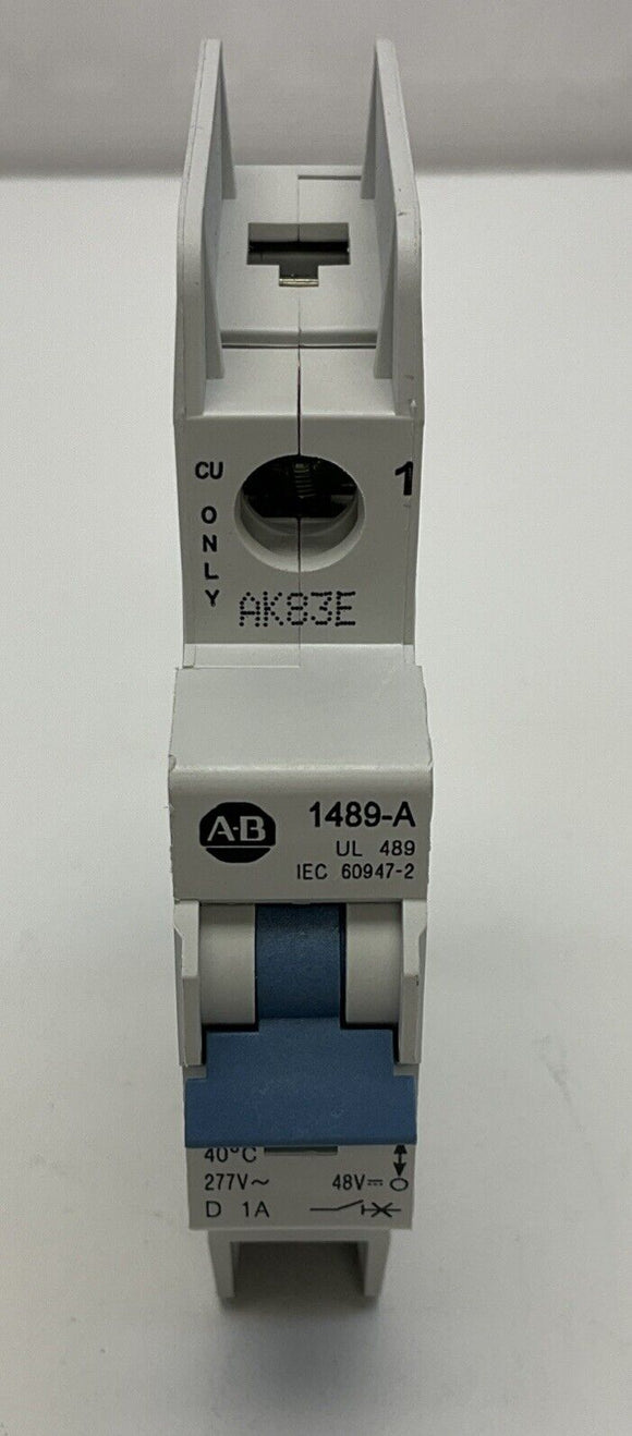 Allen Bradley  1489-A1D010  1 Amp 1 Pole Circuit Breaker  48 VDC,  277 VAC
