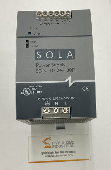 Sola SDN 10-24-100P Power Supply 115/230 Vac 24 Vdc / 10A