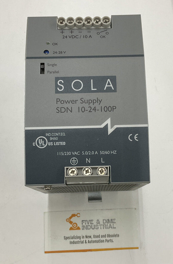 Sola SDN 10-24-100P Power Supply 115/230 Vac 24 Vdc / 10A
