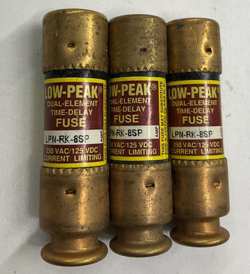 Bussmann LPN-RK-8SP Lot of 3  Dual Element Time Delay Fuses - 0
