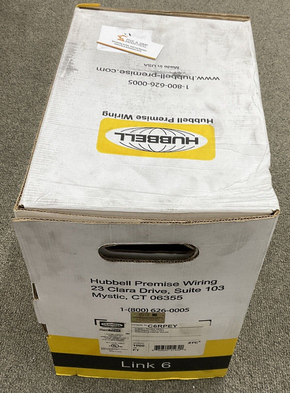 Hubbell NextSpeed C6RPEY 1000 Ft. Yellow Plenum CAT6 Cable / Wire 4-Pair (OV)