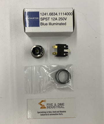 Schurter 1241.6834.1114000 Blue Illuminated Spst Switch 12A 250V