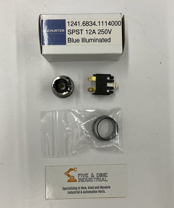 Schurter 1241.6834.1114000 Blue Illuminated Spst Switch 12A 250V