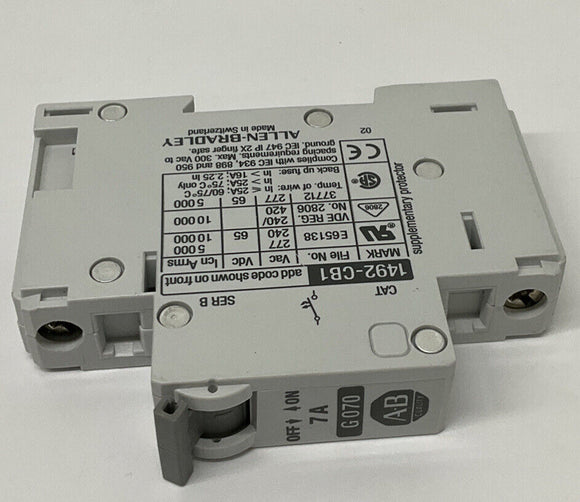 Allen Bradley 1492-CB1G070 Ser. B Din Mount Circuit Breaker 7 Amp