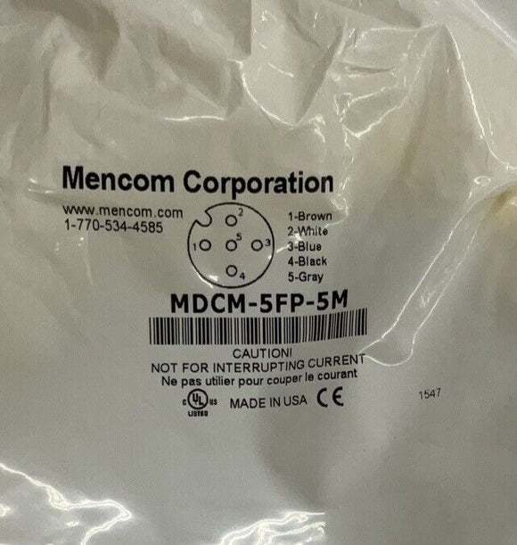 Mencom MDCM-5FP-5M M12 Single-End Female 5-Pole 5-Meter Cable