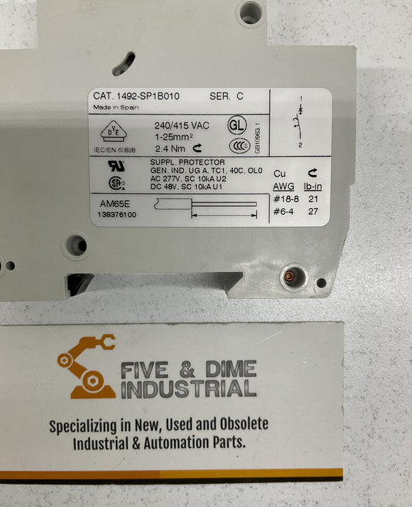 Allen Bradley 1492-SP1B010 Ser.C Mini Circuit Breaker 1-Amp, 1-Pole