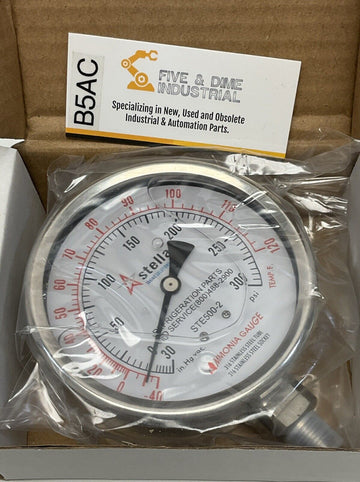 Stellar STE500-2 4" Ammonia Gauge -30inHg-300 PSI 316 SS Tube & Socket, 1/4" NPT - 0