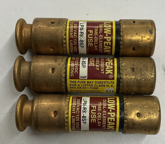 Bussmann LPN-RK-8SP Lot of 3  Dual Element Time Delay Fuses
