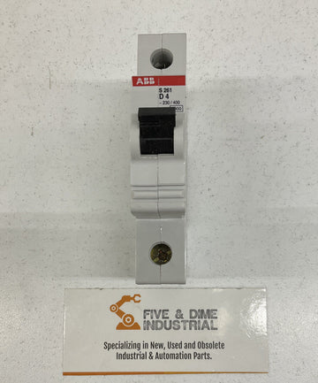 ABB S261-D4 1-Pole Circuit Breaker 4-Amp 277/480VAC, DIN Rail Mount