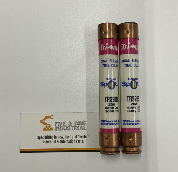 Gould Shawmut Tri-Onic TRS20R  Lot of (2) Time Delay Fuses