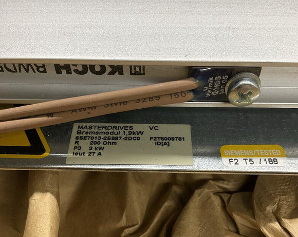 Siemens 6SE7013-2ES87-2DC0 Masterdrives 1.9kW Braking Resistor 200 Ohm