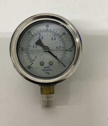 PJC  201L-254G 0-30 PSI Filled Vacuum Gauge 2.5''  1/4'' NPT Lower - 0