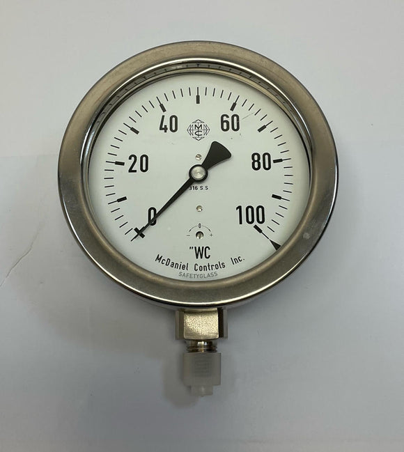McDaniel Controls  A100 4'' (4.4 overall)  316SS  100  Psi Gauge  1/4 Male Nnp