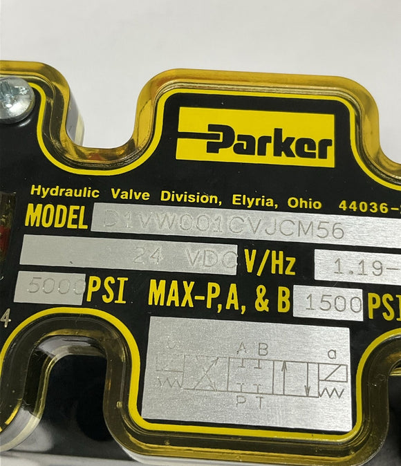 Parker D1VW001CVJCM56 82 Hydraulic Valve 24VDC, 1500/5000 Psi