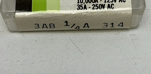 LittelFuse 3AB 1/4A 314 Fast-Acting Ceramic 1/4 Amp 250V. Box of 5