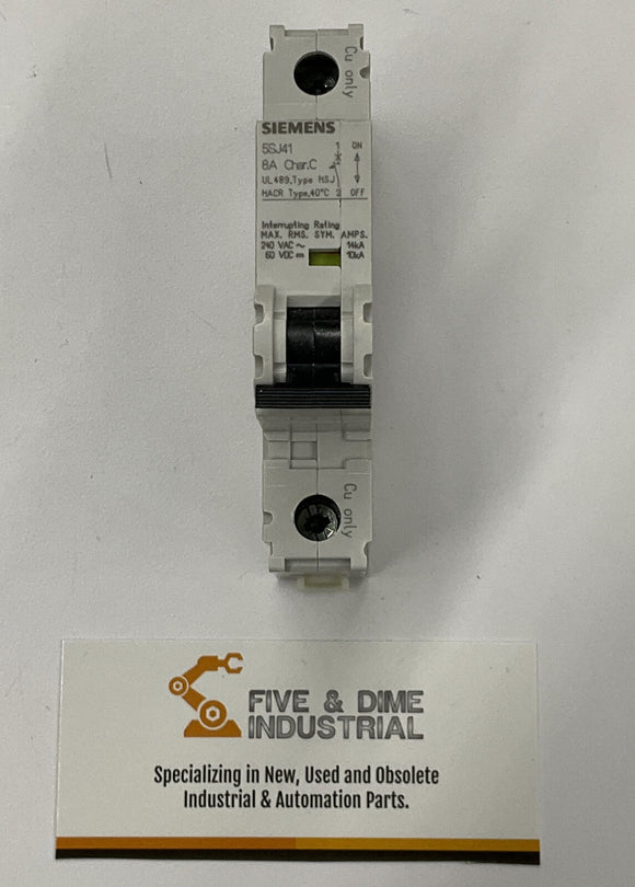 Siemens 5SJ4108-7HG40 HSJ Circuit Breaker 8 Amp Din Mount