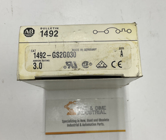 Allen Bradley 1492-GS2G030 2 Pole Circuit Breaker 3 Amp