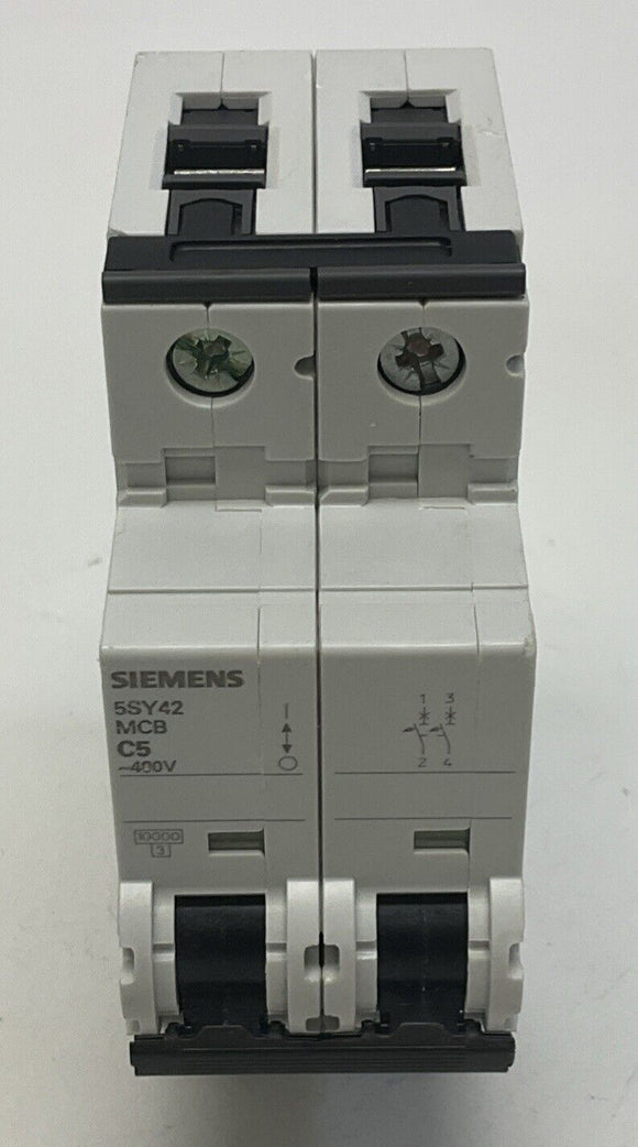 Siemens 5SY4211-7 5-Amp, 2 Pole Circuit Breaker MCB C5