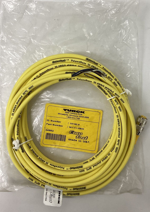 Turck RK4.41T-8/S529 Cable U2182-8 M12, Male Single End 4-Wire 8M
